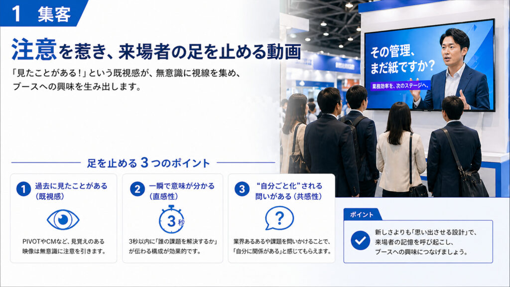 展示会で効果的な動画_集客